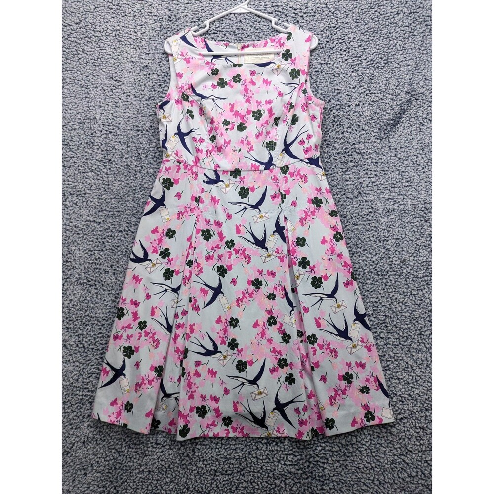 Carolina Herrera Love Letters Bird Archive Print Collection Dress Size 14 Pink